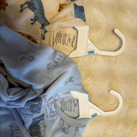 Carter's Cream Dinosaur and Blue Little Brother Footies - Picture 3 of 4